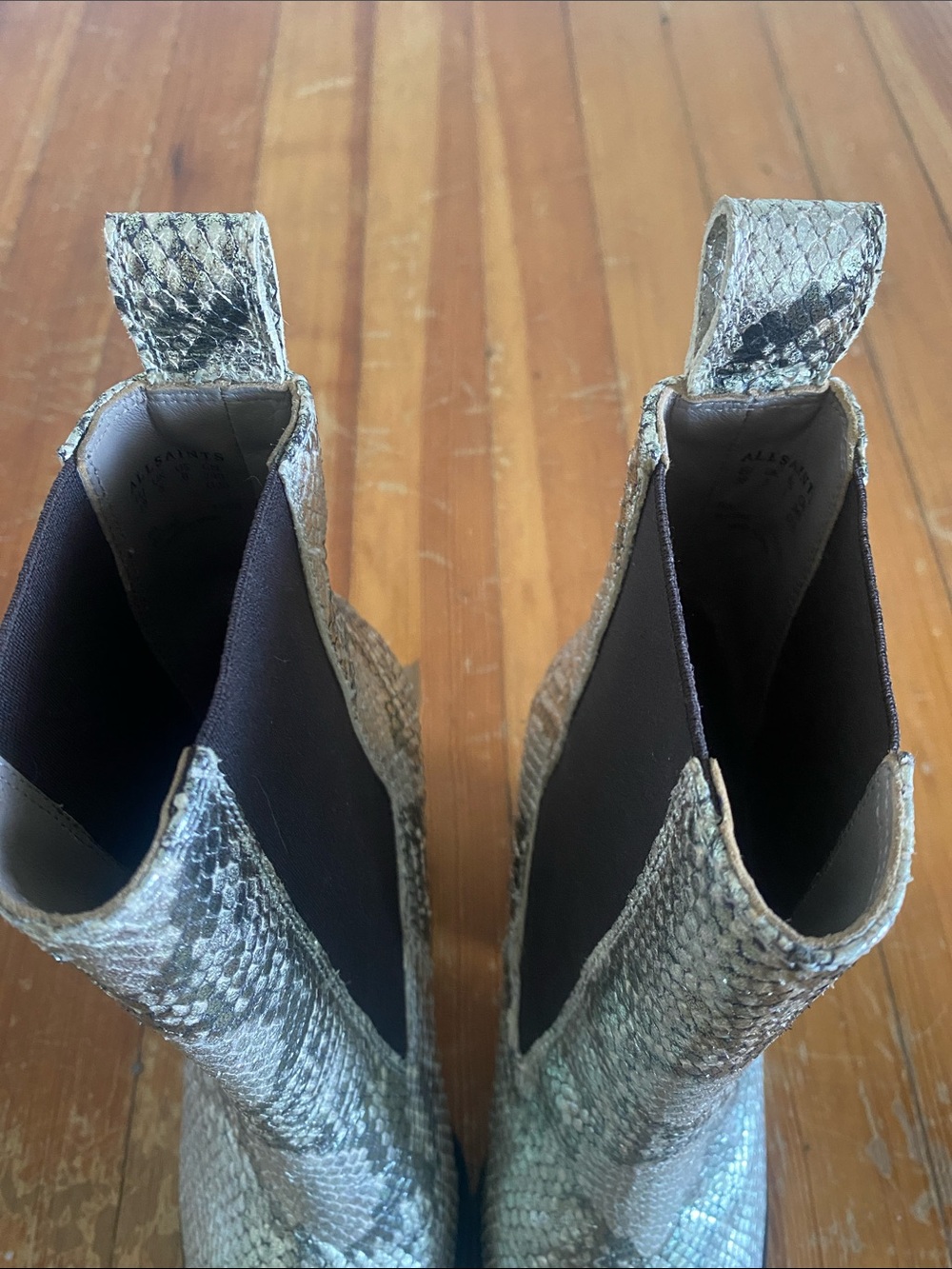 All Saints Metallic Snake Print Ria boot - Picture 2 of 12